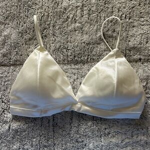 ROMWE Cream Satin Triangle Bralette